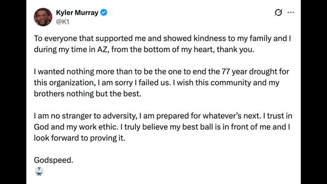 Cardinals To Release Kyler Murray; QB Says “I Am Prepared for Whatever’s Next”