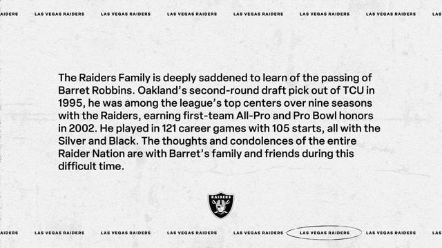 Raiders Mourn Passing Of Former All-Pro Center Barret Robbins