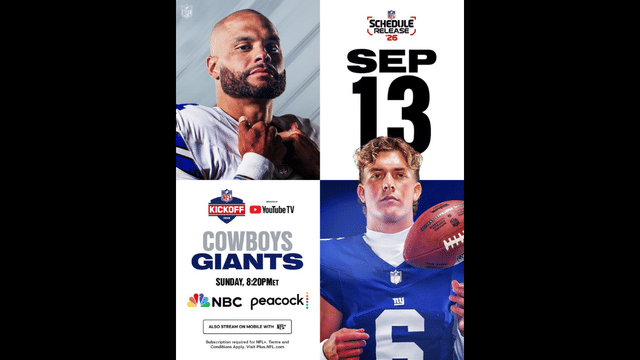 Cowboys Face Giants in First Sunday Night Game of 2026