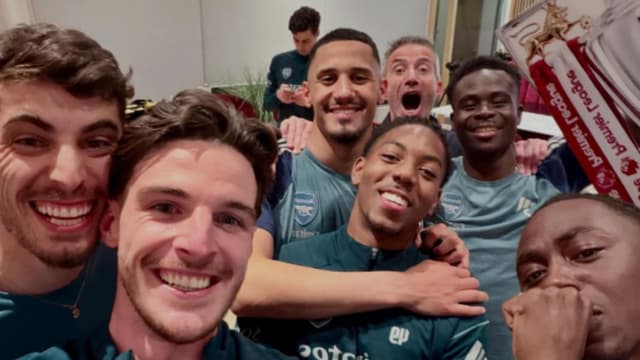 Declan Rice Celebrates as Arsenal Win Premier League Title