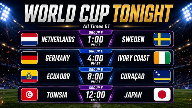 Netherlands-Sweden and Germany-Ivory Coast Lead Tonight's World Cup Games