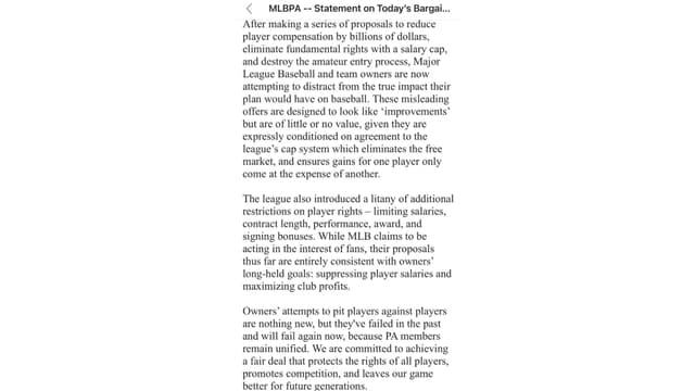 MLB Players Association Rips Owners for Trying to Pit Players Against Players