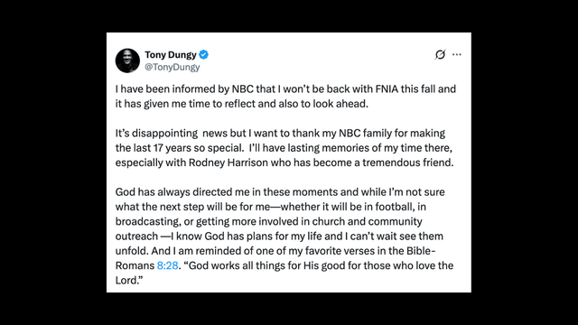 Tony Dungy Announces Departure From NBC’s Football Night in America
