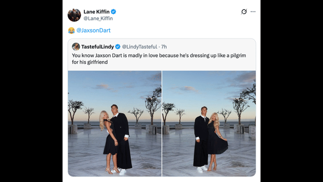 Lane Kiffin Roasts Giants QB Jaxson Dart’s Viral Outfit With Girlfriend