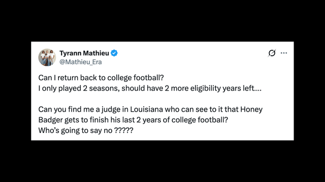 Tyrann Mathieu Jokes About LSU Return After Brendan Sorsby Ruling