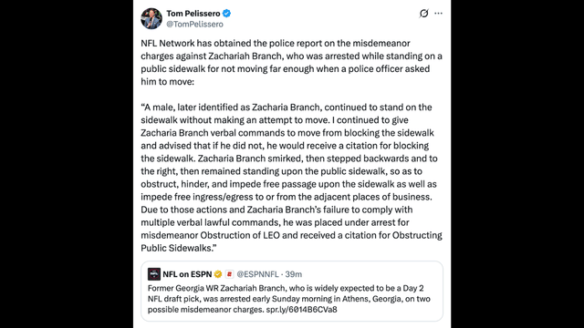 Zachariah Branch Arrested After Refusing to Move on Public Sidewalk By Officers