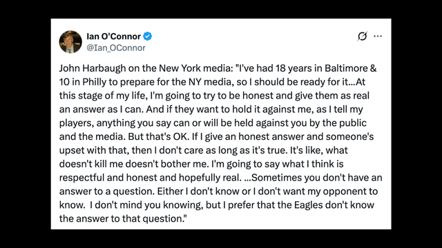 John Harbaugh Ready for New York Media, Won’t Hold Back