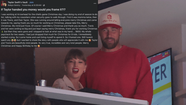 Taylor Swift’s $600 Christmas Tip Becomes a Keepsake for Chiefs Staffer