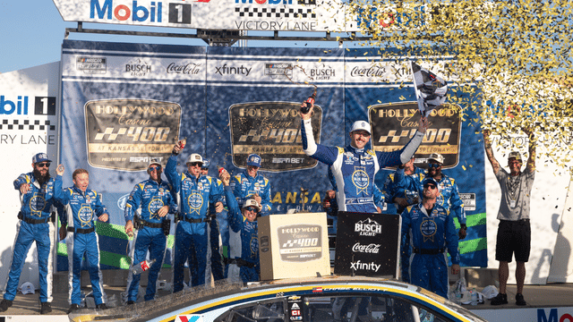 Chase Elliott Wins Wild Overtime Race At Kansas to Seal Round of 8 Spot 