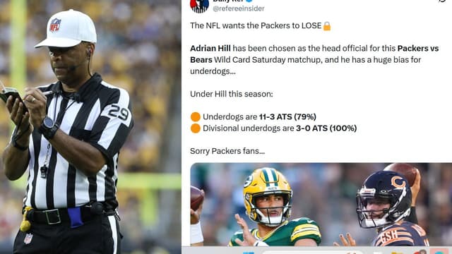 “NFL Wants Packers to Lose”: Ref Analyst Claims Adrian Hill is 'Biased' Toward Bears