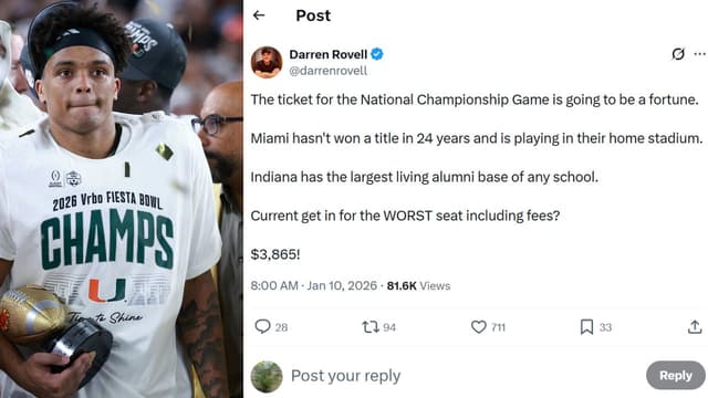 CFP National Final Tickets Hit $3,800 as Miami Eye First Title in 24 Years