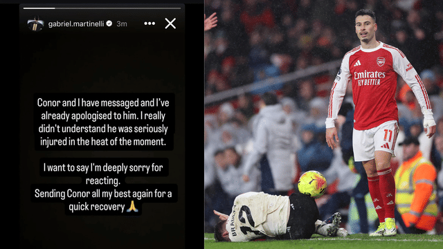 Gabriel Martinelli Posts Public Apology Over Conor Bradley Incident in Draw With Liverpool