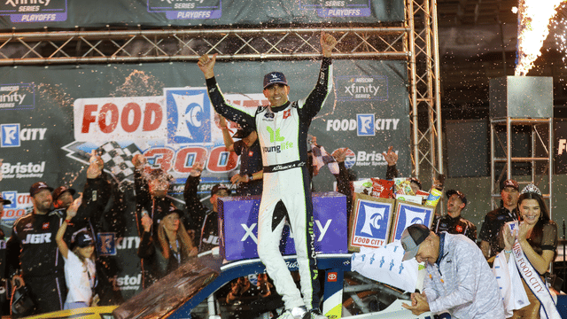 Aric Almirola Grabs Xfinity Win At Bristol for Joe Gibbs Racing 