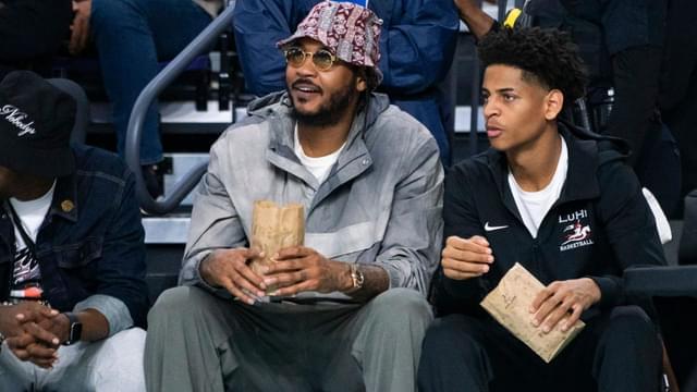 Carmelo Anthony and Kiyan Share Laughs Over Generational Differences