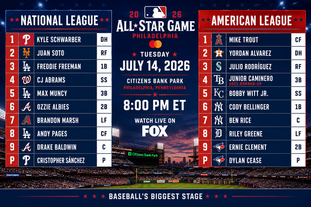 2026 MLB All-Star Game Starting Lineups Set for Philadelphia Showcase