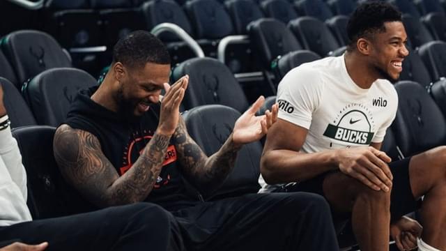 Damian Lillard and Giannis Antetokounmpo Dap Up Before Bucks-Blazers