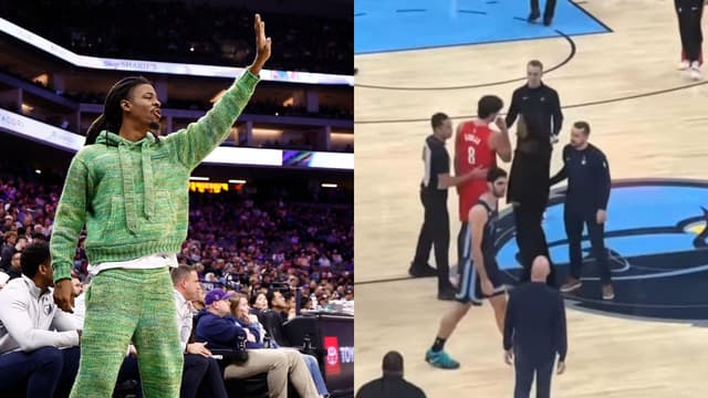 Deni Avdija Confronted By Injured Ja Morant For Tripping Cedric Coward