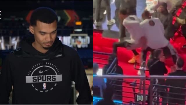 Victor Wembanyama Hilariously 'Caught' Wrestling Bismack Biyombo Off The Bench