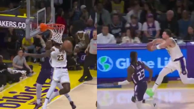 LeBron James Crushes A Reverse Dunk From Luka Doncic's Pass