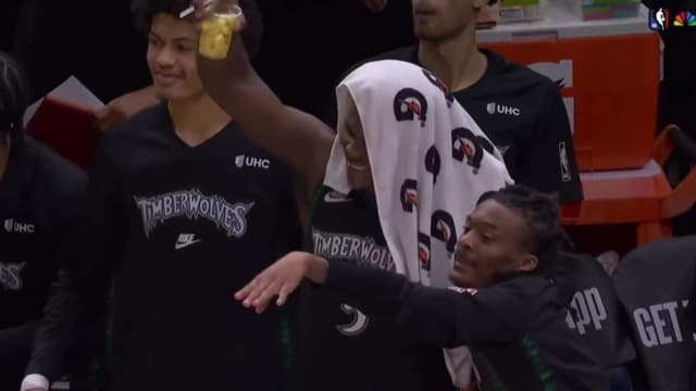 Anthony Edwards Caught Eating Pineapple On The Bench Vs Heat