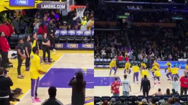 Bronny James Takes Over For LeBron James For The Lakers' Pregame Ritual