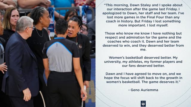 Geno Auriemma Releases Statement Revealing He's Spoken To Dawn Staley Since Their Argument