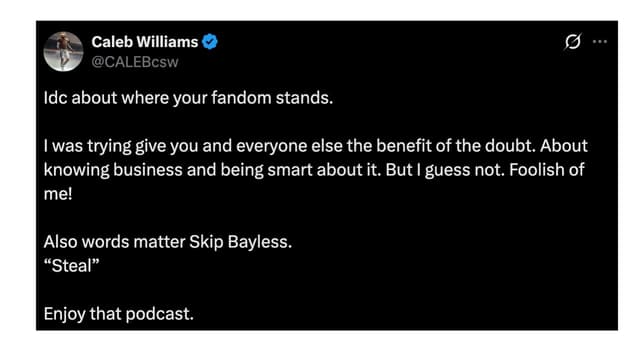 Caleb Williams Responds to Skip Bayless Over ‘Iceman’ Nickname Criticism