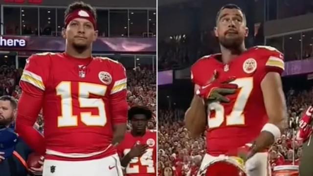 Travis Kelce and Patrick Mahomes’ Opposite National Anthem Reactions Go Viral