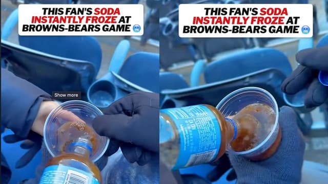 Bears Fan’s Soda Freezes Instantly During Frigid Browns Game in Chicago