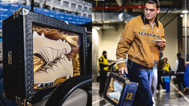 Puka Nacua Carries His Cleats in a $10,000 Gold Case
