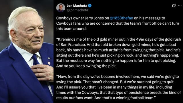 Jerry Jones Responds to Cowboys Criticism With Gold Miner Story