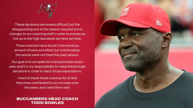 Bucs HC Todd Bowles Announces Overhaul, Fires Five Coaches Including OC Grizzard