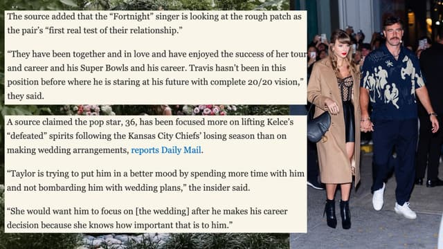 Report: Taylor Swift Putting Extra Effort Into Uplifting Travis Kelce After Tough Season