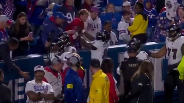 Lamar Jackson Shoves Bills Fan After Touchdown Celebration