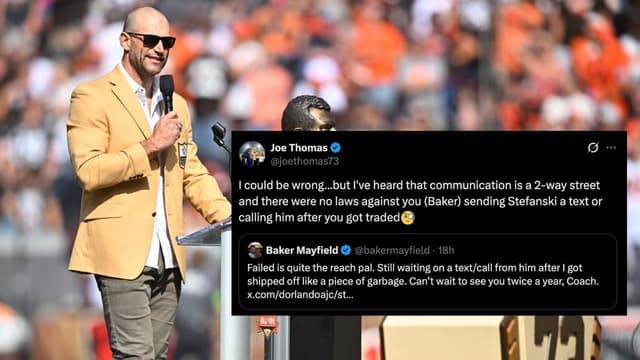 Joe Thomas Fires Back at Baker Mayfield Over Kevin Stefanski Jab