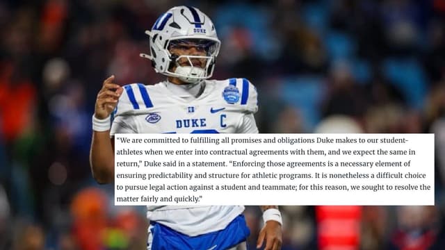 Duke Drops Lawsuit After Reaching Settlement With Star QB Darian Mensah
