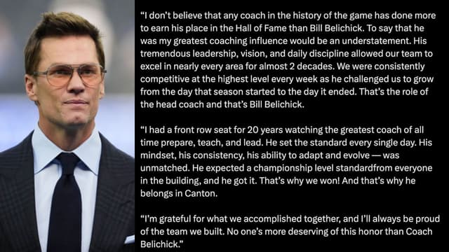 Tom Brady Wrote a Passionate Note Backing Bill Belichick’s Hall of Fame Case